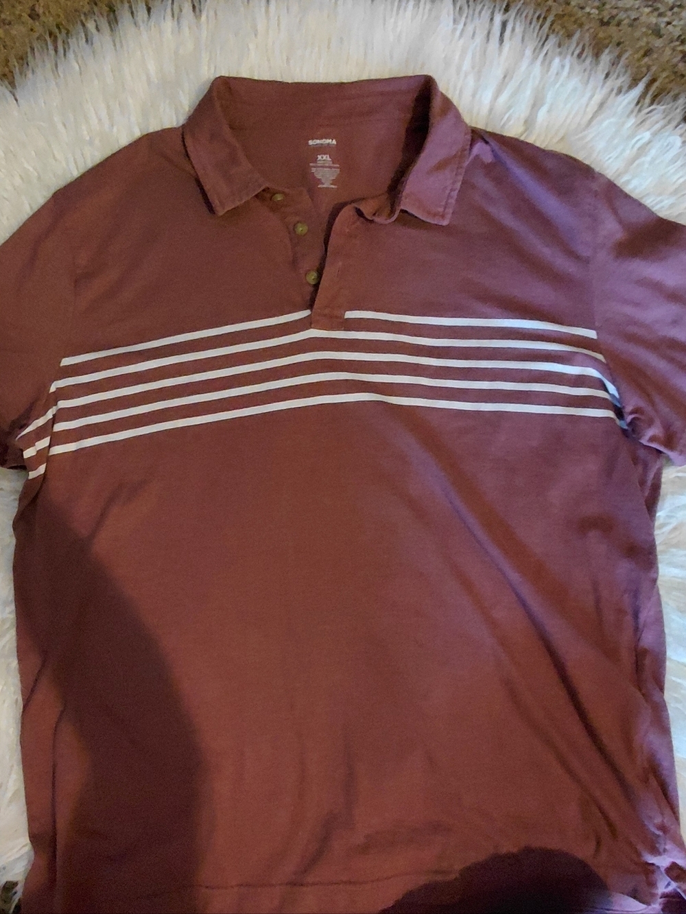 Men's Burgundy Stripe Polo Shirt